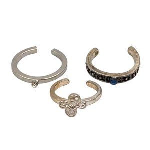 Bundle Set Of Three Silver Tone Toe Rings